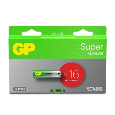 Immagine di Batterie AA Set da 16 GP Super Pile Stilo Alcaline 1,5V / LR06 Lunga Durata