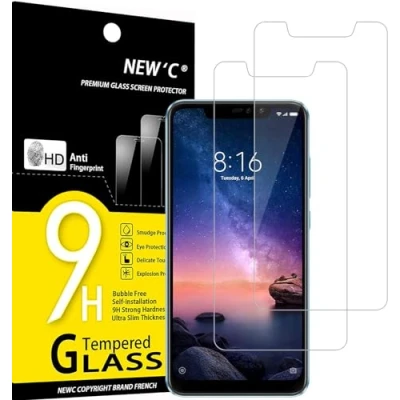 Immagine di NEW&#039;C 2 Pezzi, Vetro Temperato per Xiaomi Redmi Note 6 PRO, Pellicola Prottetiva Anti Graffio, Impronte, Senza Bolle, Durezza 9H, 0,33mm Ultra Trasparente, Resistente