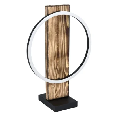 Immagine di Eglo Led lampada da tavolo Boyal, a luce singola vintage, illuminazione in legno, metallo, plastica, marrone, nero, bianco, con interruttore