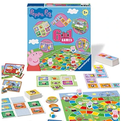 Immagine di Ravensburger Peppa Pig Compendio 6 in 1 per bambini e famiglie dai 3 anni su: bingo, domino, serpenti scale, scacchi, carte da gioco ricordo