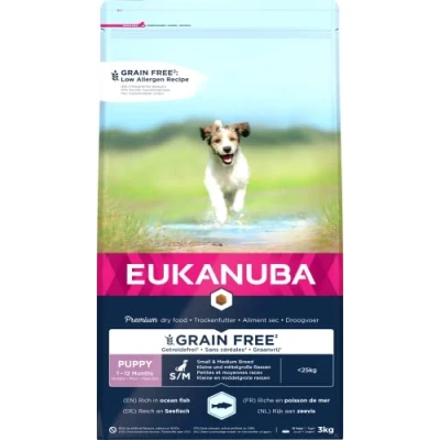 Immagine di Eukanuba Grain Free* Alimento per cuccioli di taglia piccola e media, Ricetta a basso contenuto allergeni, 3 kg