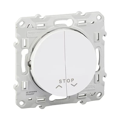 Immagine di Schneider Electric Odace, S520227 Pulsante doppio con funzione stop per tapparelle, 10A, colore: Bianco 2 pulsanti + tapparelle