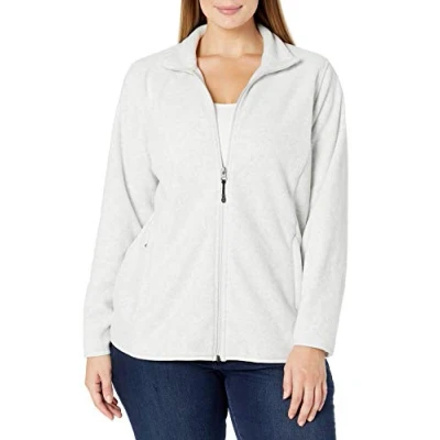 Immagine di Amazon Essentials Giacca in pile morbido con cerniera intera dal taglio classico (disponibile taglie forti) Donna, Grigio Chiaro Puntinato, XS