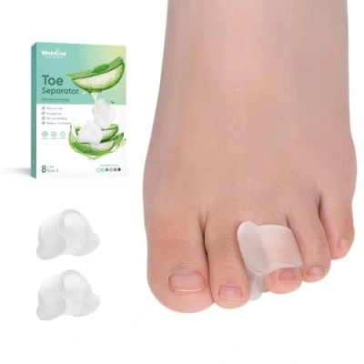 Immagine di Welnove Separadita per dita dei piedi in gel Confezione da 8 distanziatori con aloe vera sovrapposte, sollievo dall&#039;alluce valgo Piccolo