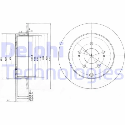 Immagine di DELPHI BG4035 Disco freno 302 10 5 pieno Oleato non trattato senza cuscinetto ruota, anello sensore ABS MITSUBISHI: Grandis