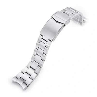 Immagine di Super O Boyer Cinturino in acciaio inox 316L per serrature a V spazzolate orologi “Orient Kamasu, 22 mm, argento, L