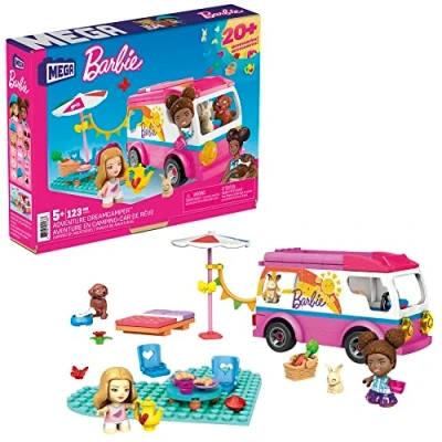 Immagine di Mega Barbie, Barbie Camper da Sogno con Molti Accessori e sorprese 2 Micro Bambole, Giocattolo per Bambini dai 5 Anni in su, GWR35, Multicolore
