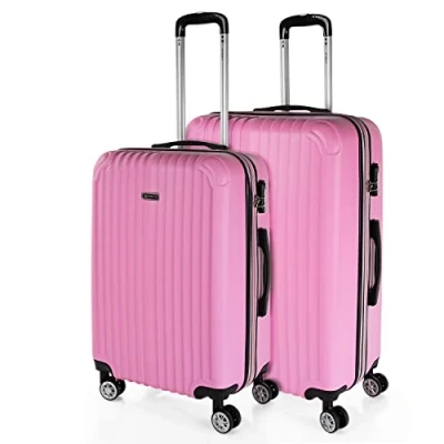 Immagine di ITACA Set Valigie Rigide Offerte. Valigia Grande Rigida, Media Rigida e Bagaglio a Mano. di con Lucchetto Combinazione TSA, Rosa