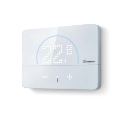 Immagine di Finder BLISS2 1CB190050007POA Termostato Smart Serie 1C, Alimentato a batterie o alimentatore, Gestibile tramite app, con gli assistenti vocali in modalità manuale, Bianco Opaco