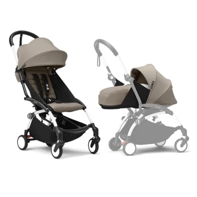 Immagine di Passeggino Stokke YOYO3 con Newborn Pack Include telaio bianco, YOYO 6+ Color (Taupe) e 0+