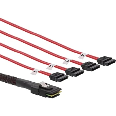 Immagine di InLine 20687 Cavo Mini SAS, SFF 8087 a 4X SATA, 0.75 m, Configurazione Cover, OCF, Nero