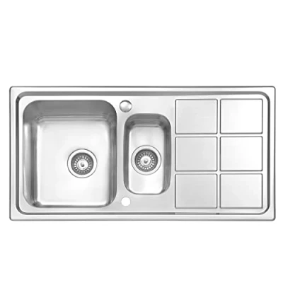 Immagine di JASSFERRY Lavello da cucina in Acciaio Inox Spazzolato, scolapiatti reversibile Lavandino, con set di rifiuti, una vasca e mezzo