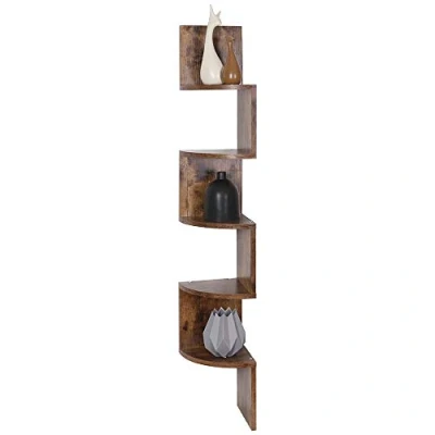 Immagine di BAKAJI Libreria Scaffale Mensole da Parete Angolare Design Moderno in Legno Melaminico con 5 Ripiani ad Angolo Dimensioni 123 x 20 cm (Anticato)