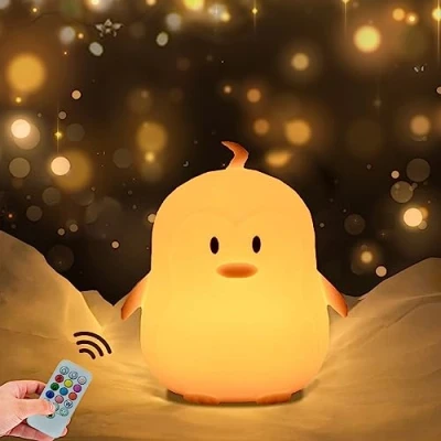 Immagine di WHA&amp;DARREN luce notturna per bambini in silicone sul comodino del bambino 9 colori funzione touch LED Compleanno bambini/regali di Natale