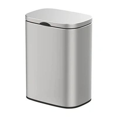 Immagine di Wenko Pattumiera da parete Sare 5 litri, con coperchio e abbassamento automatico Easy Close, secchio bagno in acciaio inox anti impronta, fissaggio senza foratura, 21,5 x 29,5 19 cm
