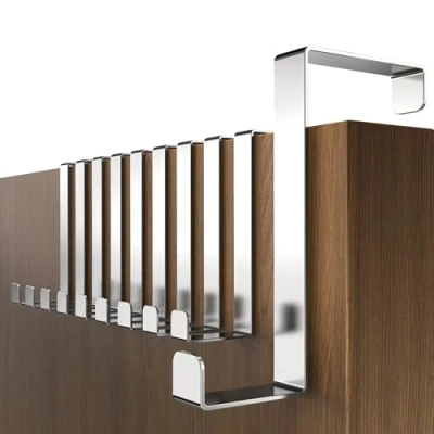 Immagine di 4smile Attaccapanni da porta set di 10, inox sostegni per 4,1 cm e 4,6 cm, appendiabiti varco supporti interni, appendino universale