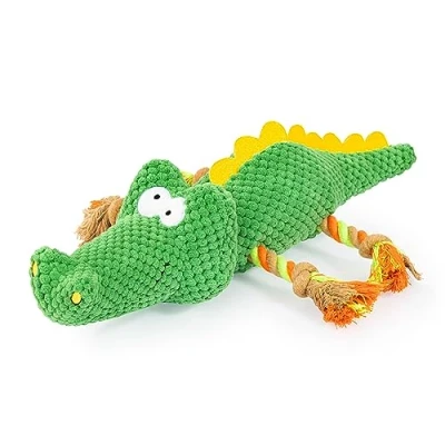 Immagine di EDUPET 06012AA Giocattolo per cani Coccodrillo, in peluche con corda, squittio