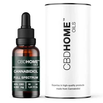 Immagine di CBD HOME Oil Olio al 20% Full Spectrum 30 ml 6.000 mg Basi ecologiche di Cocco e Canapa Arricchito con Spettro Completo Omega 3 6 9 Prodotto nell&#039;UE
