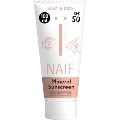 Immagine di Naïf Crema solare minerale per Neonati e Bambini Protezione elevata Resistente all&#039;acqua Vegano SPF50 100ml