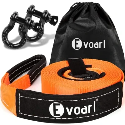 Immagine di EVOARL Cinghia Traino per Impieghi Gravosi 8T, Kit di Corda Auto con Estremità Rinforzate, Fune Auto, SUV