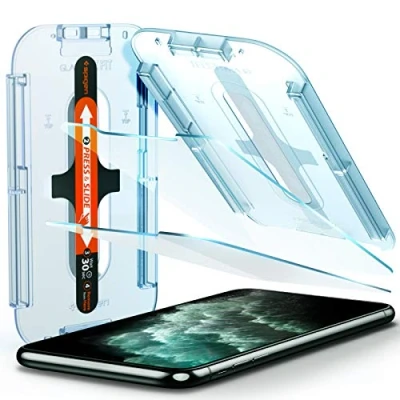 Immagine di Spigen Glas.TR Ez Fit Vetro Temperato Compatibile con iPhone 11 PRO Max, XS 2 Pezzi, Resistente ai Graffi, Durezza 9H Pellicola prottetiva