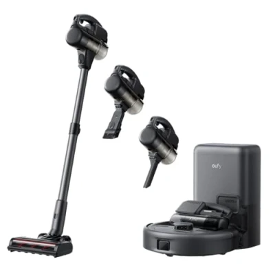 Immagine di eufy E20 Robot Aspirapolvere 3 in 1, Svuotamento Automatico, Aspirazione 30.000 Pa, Filtraggio a 5 Stadi, Evitamento Ostacoli e Spazzola Antigroviglio. Ideale per Tappeti, Fessure Scale