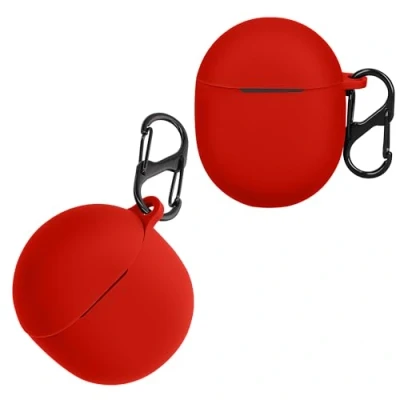 Immagine di kwmobile Custodia Silicone Cuffie Compatibile con Google Pixel Buds Pro Cover Porta Auricolari Moschettone Case rosso