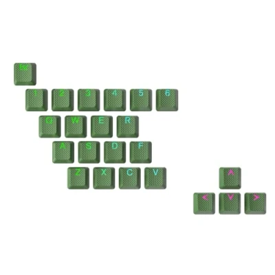 Immagine di Ranked Set di 23 Tasti in ​​Gomma Double Shot Traslucido Profilo OEM per Tastiere da Gioco Meccaniche(Verde scuro, Tasti)