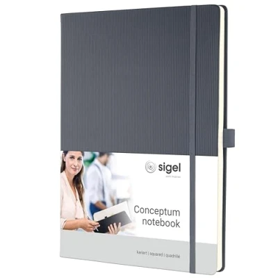 Immagine di SIGEL CO648 Taccuino premium con quadretti, A4, copertina rigida, grigio, Conceptum