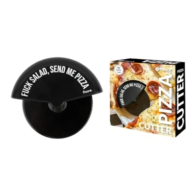 Immagine di Fisura tagliapizza originale &quot;f*ck salad&quot;. Divertente a rotella. Coltello per pizza in acciaio inossidabile e ABS. Dimensioni: 7,5 x 5,5 centimetri.