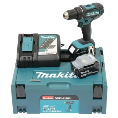 Immagine di Makita DDF482RFJ Trapano avvitatore a batteria 18 V 3 Ah Li Ion incl. seconda batteria, valigia