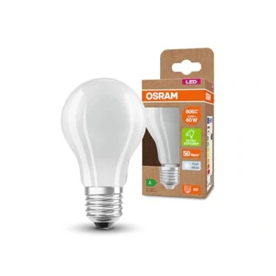 Immagine di OSRAM Lampada LED SUPERSTAR+ CLASSIC A GL FR 60 con attacco E27, forma classica della lampadina, bianco, 3,6W, 806lm, 4000K, luce bianca fredda, fino al 60% di risparmio energetico