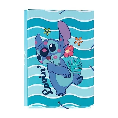 Immagine di Grupo Erik: Cartellina rigida Stitch Cartella portadocumenti A4 espandibile, 34 x 24,5 cm, a 3 lembi con elastico, Cartelletta Porta Documenti in cartone, arte