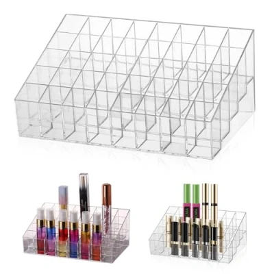 Immagine di LPAMABA Porta Rossetto in Acrilico a 40 Griglie Organizer per Rossetti Espositore Elegante e Resistente Organizzatore Rossetto, Trasparente, 20 * 11.8 8 cm