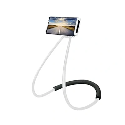 Immagine di Chapter Seven supporto universale per smartphone, da appendere al collo, flessibile telefono cellulare, rotazione libera fai te molteplici funzioni (bianco)