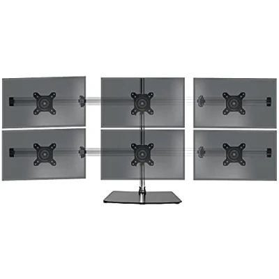 Immagine di Duronic Supporto per 6 monitor DM756, autoportante, resistente, regolabile in altezza, sei schermi LED LCD da 15 24&quot;, VESA 75/100, capacità 8 kg, inclinazione e rotazione