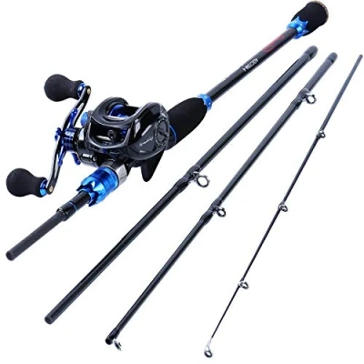 Immagine di Sougayilang mulinelli da Pesca e Pesca, canne in Fibra di Carbonio 24 tonnellate con Mulinello baitcasting, Ingranaggi 7.0: 1 per 1.8M Rod with Right Reel