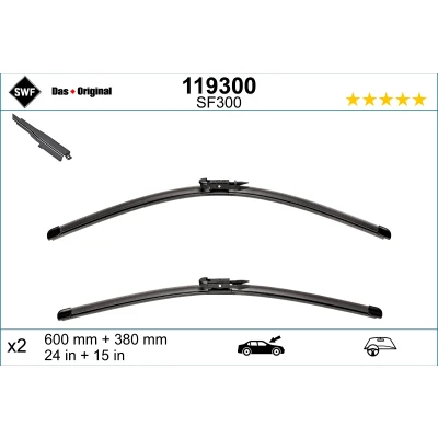 Immagine di Spazzola tergi Swf Visioflex 119300 anteriore Senza telaio NISSAN: Qashqai / Qashqai+2 I, HYUNDAI: i20 III