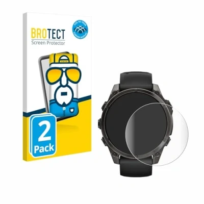 Immagine di brotect Pellicola Copertura Completa per Garmin Fenix 8 AMOLED (47 mm) (2 Pezzi) Full Cover 3D Curvo
