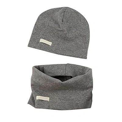 Immagine di LACOFIA Set di Berretto e Sciarpa Colletto per Bambino Cappello a Maglia Neonato Cotone Sciarpe Bandana da Grigio Scuro 3 7 Anni