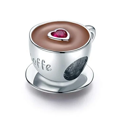 Immagine di Charm a forma di cuore in argento Sterling 925, smaltato rosso, per braccialetti Pandora, Cristallo Smalto, Zirconia cubica