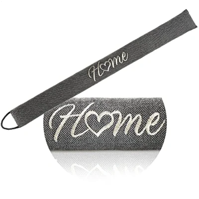 Immagine di com four® Paraspifferi, paravento Extra Pesante, Efficace paraspifferi Contro Correnti d&#039;Aria e dispersione di Calore, zerbino con Scritte (Grigio a Righe)