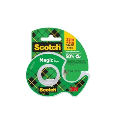 Immagine di Scotch Nastro adesivo Magic 1 Rotolo 19 mm x 30 m, Dispenser portatile Trasparente Opaco e Scrivibile Ottimo per Casa, Ufficio Scuola