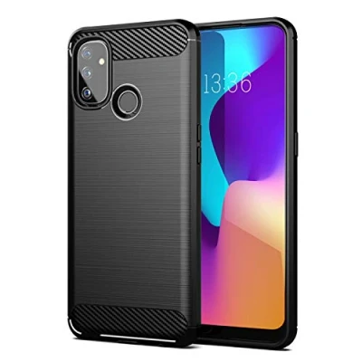 Immagine di SCL Cover Oneplus Nord N100 per [Nero] Effetto Spazzolato in Fibra di Carbonio Anti Impronta Resistente all&#039;Usura e ai Graffi Paraurti collisione