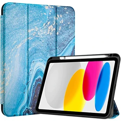 Immagine di ProCase per iPad 10a Generazione Custodia 2022 [A2696 A2757 A2777], 10,9 Pollici Sottile Protettiva Leggera Smart Cover 10, Auto Sveglia/Sonno Sabbia Verde
