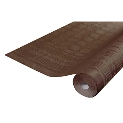 Immagine di Pro Nappe Rif. R480629I 12 tovaglie usa e getta in Carta damascata, lunghezza 6 m x larghezza 1,20 Colore cioccolato damascata dal motivo universale chic classico
