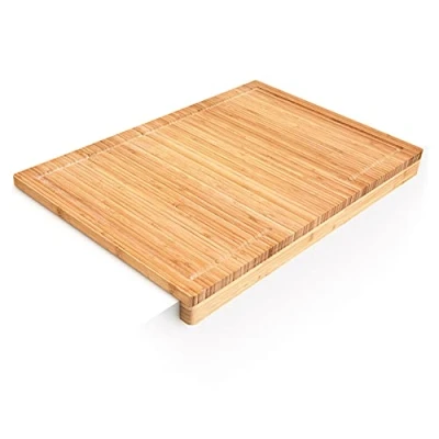 Immagine di Relaxdays Tagliere in bambù, Accessori per la Cucina, Ripiano Tagliare XL, H x L P: 5 56 38 cm, Naturale, Acciaio, Marrone, Bambus Schneidebrett