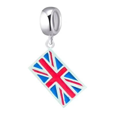 Immagine di Ciondolo a forma di bandiera del Regno Unito, in argento Sterling 925, con simbolo dell&#039;Inghilterra, per braccialetti Pandora