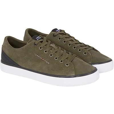 Immagine di Tommy Hilfiger Sneakers Vulcanizzate Uomo Core Low Suede Scarpe, Verde (Army Green), 40 EU