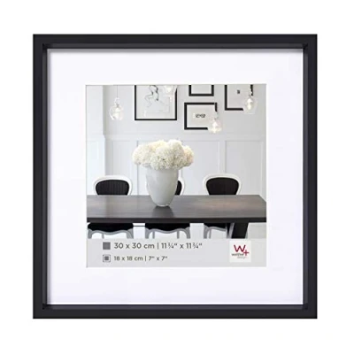 Immagine di walther design nera 30 x cm con passe partout, cornice in plastica stile acciaio ES330B